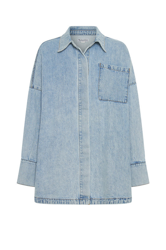 Oversized Shirt in Denim in Ice Blue | Bohemian Traders