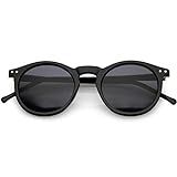 zeroUV - Vintage Retro Horn Rimmed Round Circle Sunglasses with P3 Keyhole Bridge (Black/Smoke) | Amazon (US)