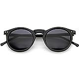 zeroUV - Vintage Retro Horn Rimmed Round Circle Sunglasses with P3 Keyhole Bridge (Black/Smoke) | Amazon (US)