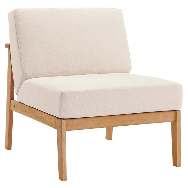 Sedona Outdoor Patio Eucalyptus Wood Sectional Sofa Armless Chair in Natural Taupe - Walmart.com | Walmart (US)