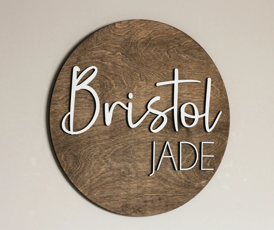 Round Name Sign for Nursery L Wooden Name Sign L Custom 3D Sign L Baby Shower L Sign for Girl L S... | Etsy (US)