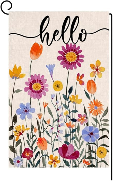 Hello Spring Floral Garden Flag 12x18 Vertical Double Sided Colorful Flowers Summer Farmhouse Hol... | Amazon (US)