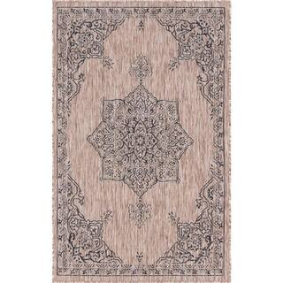 Beige Antique 4 ft. x 6 ft. Indoor/Outdoor Area Rug | The Home Depot