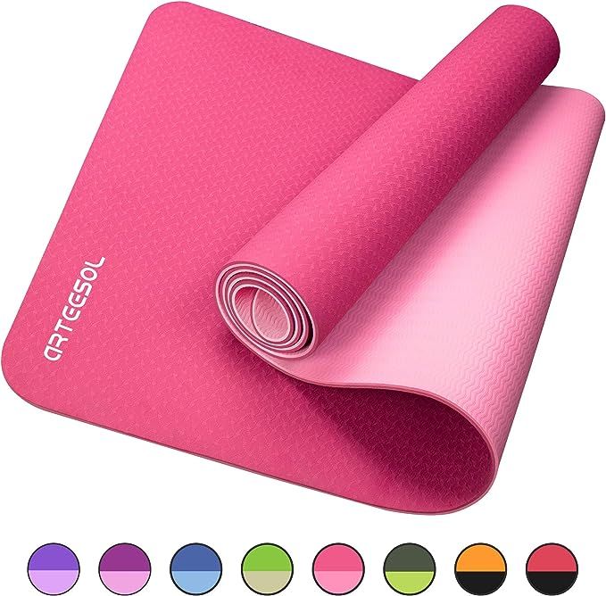 arteesol Yoga Mat, Eco-Friendly TPE Exercise Mats Non-Slip Pilates Mat with Carrying Strap for Yo... | Amazon (US)