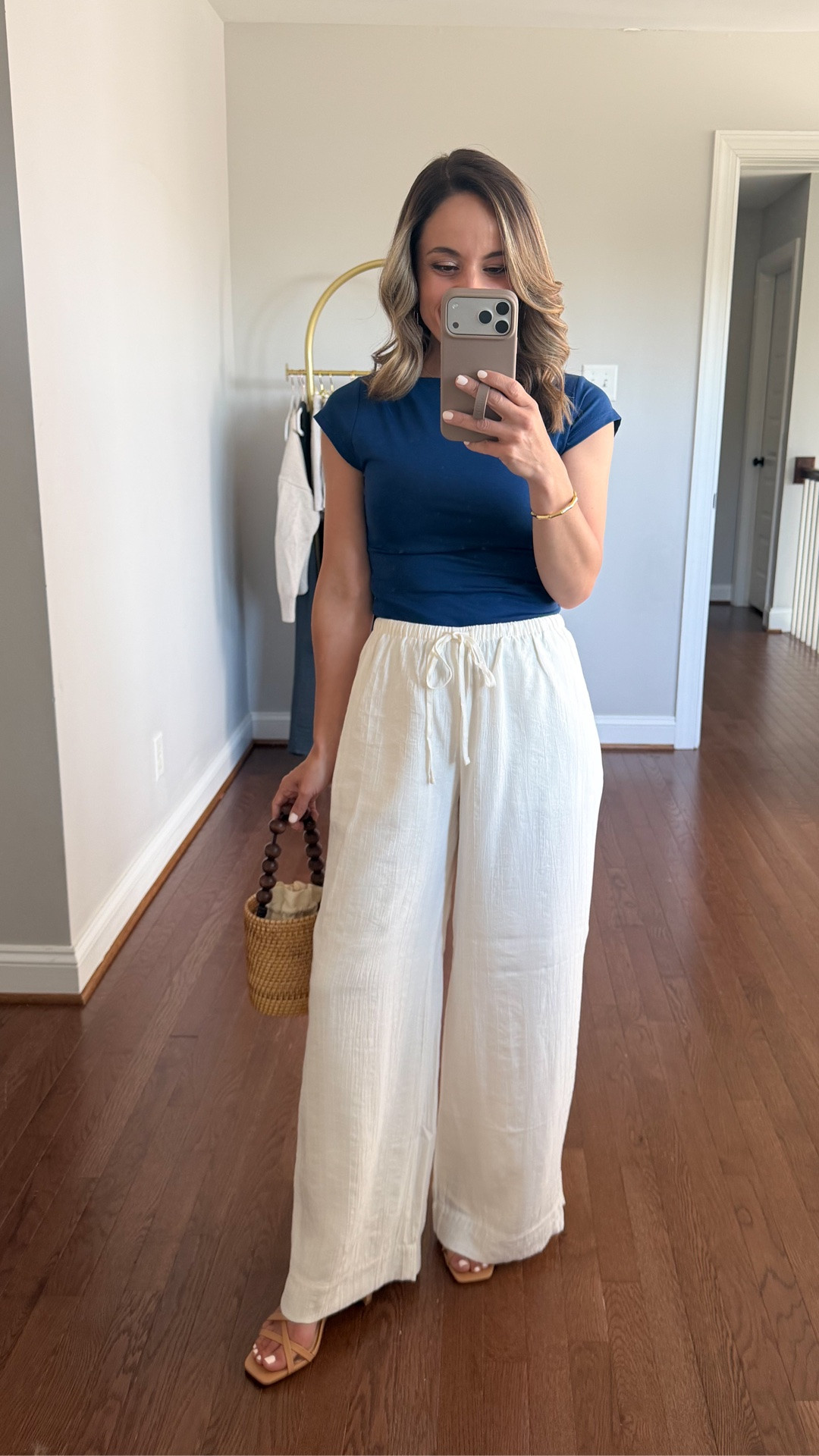 20% off this outfit with code AFLTK 

Top: xs 
A pretty option for dinner out on vacation! The top is double lined and can be worn two ways. Built in bra cups as well but you can also wear a regular bra if you want to. I sized up to xs. 

Pants: xxs short
The pants have a high 11” rise and a 28.5” inseam in short. I can only wear them with heels. You can see the pockets through cream but I’m not see nude undergarments through mine. They run a little large, you could size down for a closer fit.

#LTKxAbercrombie