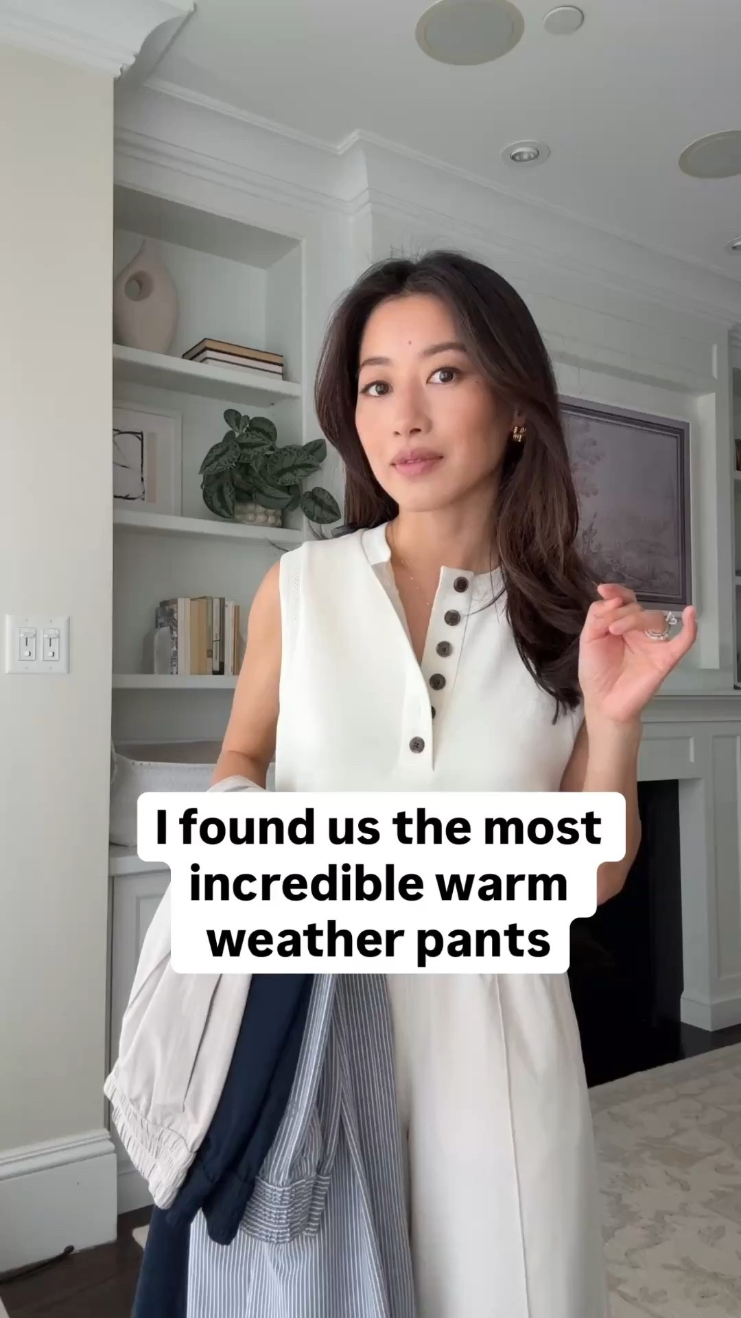 Size info below! Intro outfit: • Varley tank xxs
• Breezily wide leg pant XXS in the 25” crop length - TTS, 11” high rise, 12.25” across waist. very light, airy, and comfy. They also do free hemming in store.
Look 1 Ivory: • Abercrombie tank TTS
• Loeffler Randall sandals 5.5 I took my bigger half 
Look 2 Downtown Tan:
• Aritzia linen top xxs
Look 3 navy:
• Quince dolman top. Xs is a generous fit on me, but it can shrink a little if you machine dry 
• Sam Edelman sandals
 
Summer hot weather travel, Lululemon , busy mom style, petite friendly airport travel pants, athleisure, errands

#LTKmomlife #LTKPetite #LTKTravel