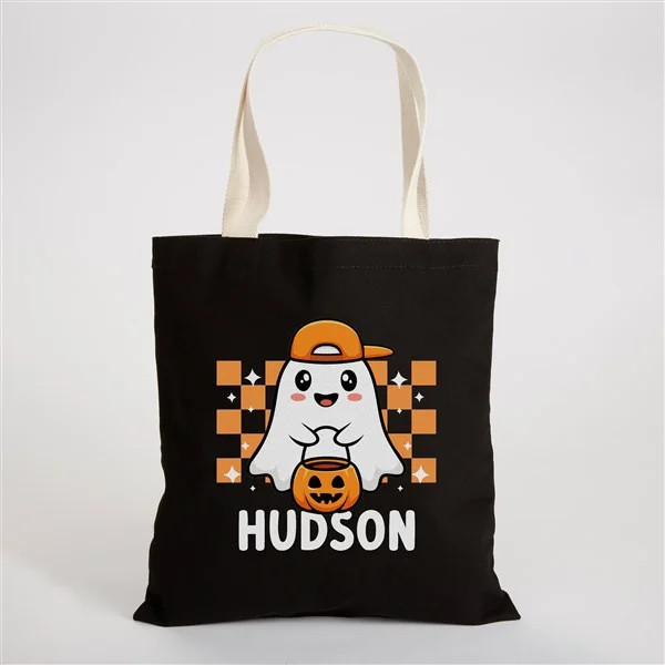 Boo Crew Ghost Personalized Black Treat Bag | Personalization Mall