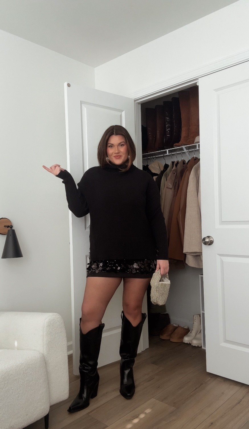 Sweater and skirt are XL (linking a plus size version as well) 

Boots run true to size and fit my 17” calves ❤️

#LTKMidsize #LTKHoliday #LTKParties