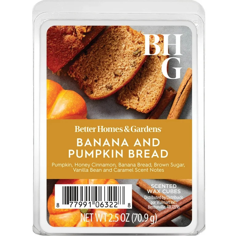 Banana Pumpkin Bread Scented Wax Melts, Better Homes & Gardens, 2.5 oz (1-Pack) | Walmart (US)