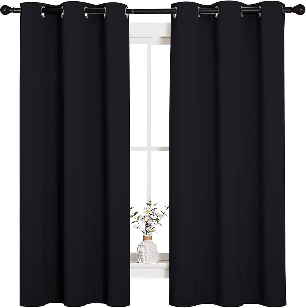 NICETOWN Halloween Pitch Black Solid Thermal Insulated Grommet Blackout Curtains/Drapes for Bedro... | Amazon (US)