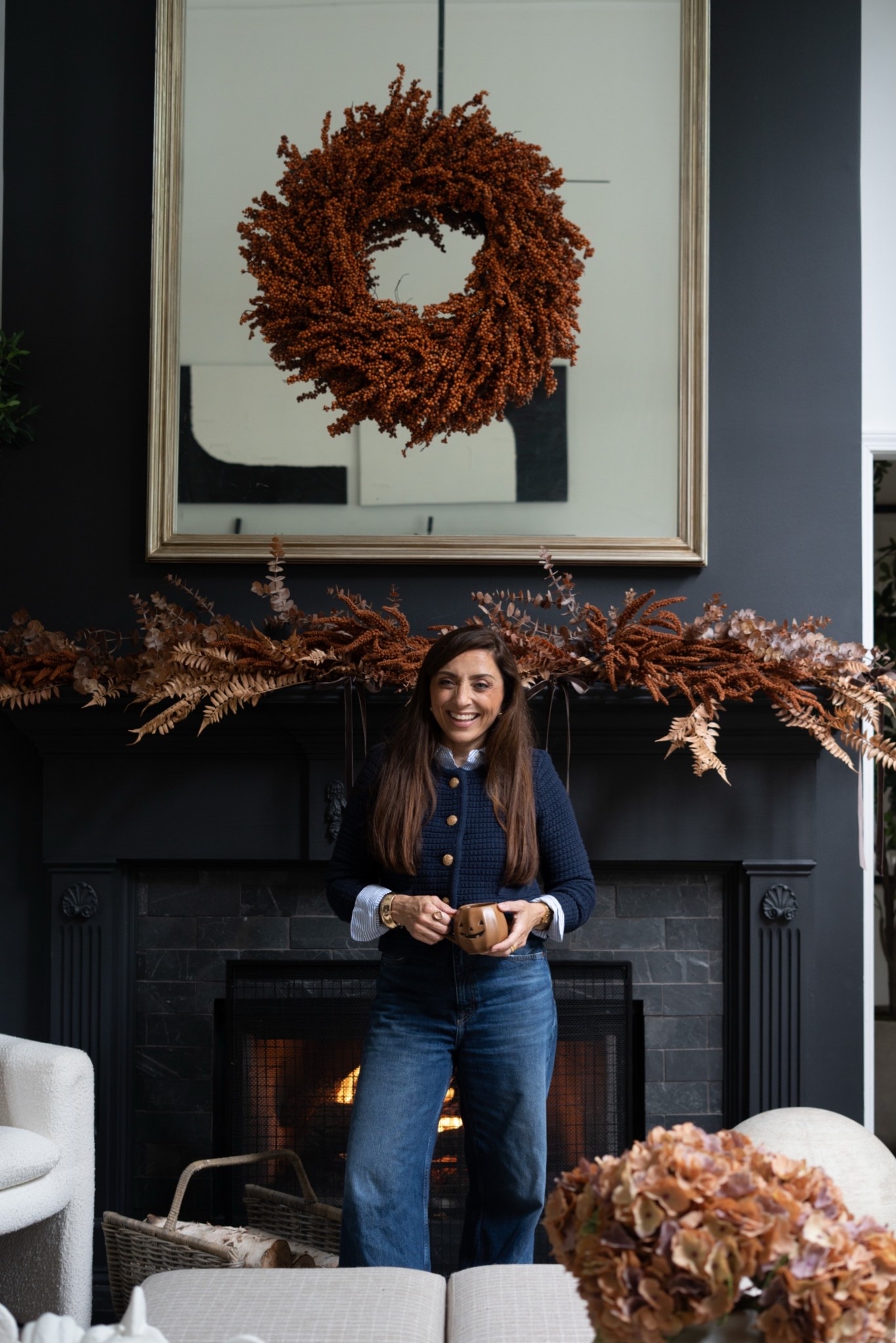 Eekkk! Fall is almost here and we have created a beautiful display on the fireplace with our faux stems and this beauuuuuuutiful wreath!!! & the pumpkin 🎃 mug ?! An absolute must!

#LTKSeasonal #LTKHome #LTKSaleAlert