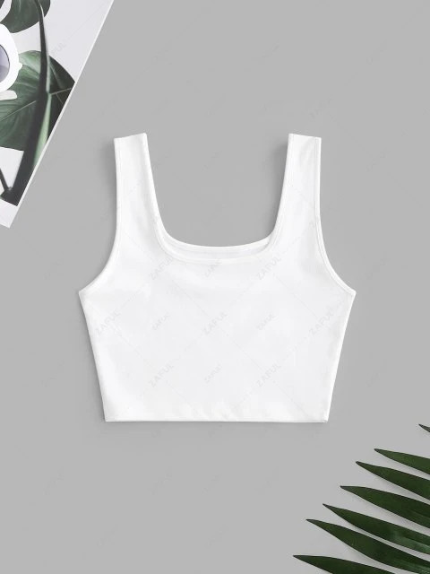 Women\'s U Neck Solid Color Basic Plain Ribbed Crop Tank Top | ZAFUL (Global)