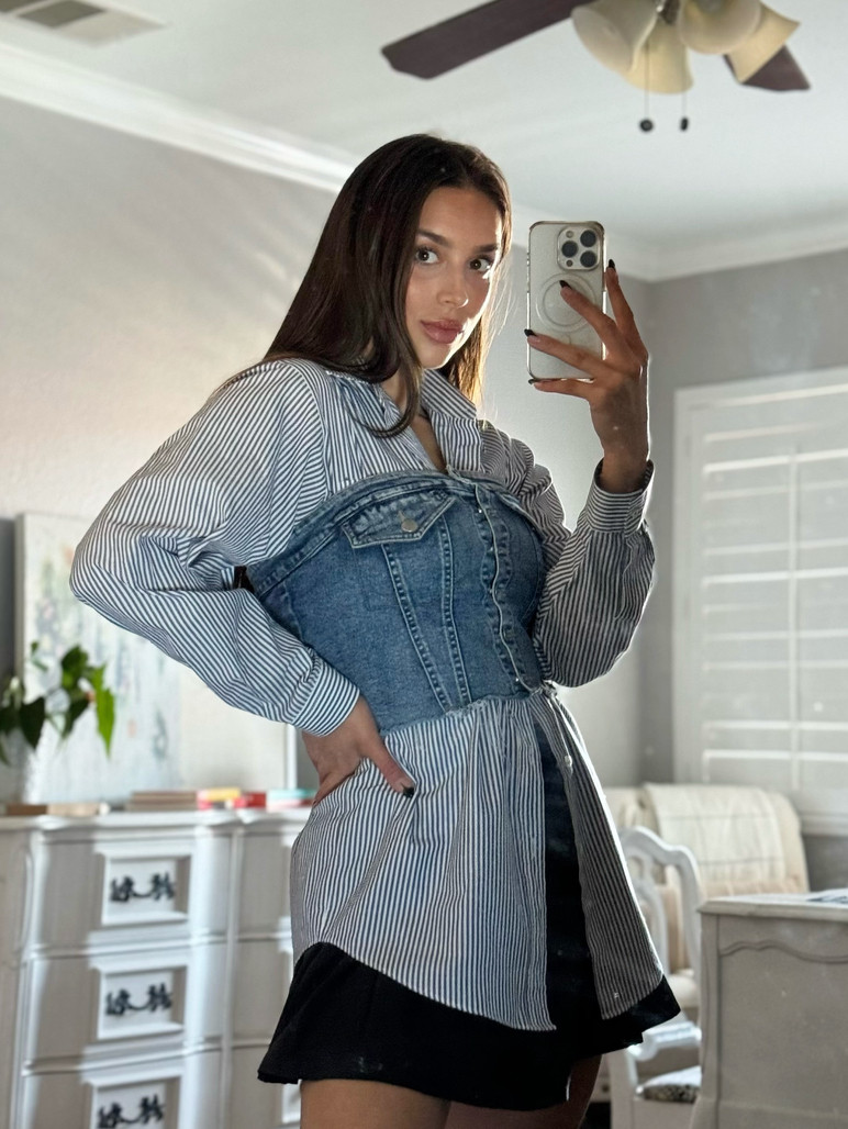 Effortless edge meets classic cool - Oversized stripes and structured denim cinch with a hint of flair in this pleated mini moment. A twist on everyday essentials that knows how to make a statement! 

 #LTKStyleTip