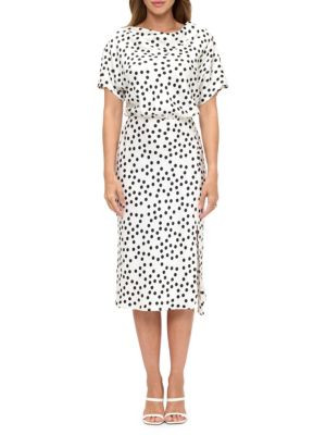 Polka-Dot Satin Midi-Dress | Saks Fifth Avenue OFF 5TH