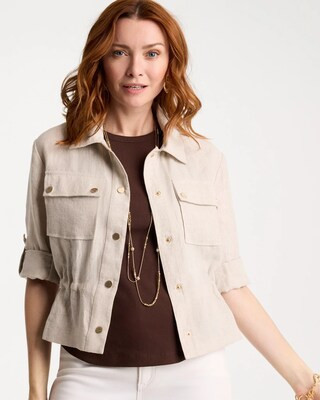 Women's Linen Cargo Jacket in Neutral | Chico's | Chico's