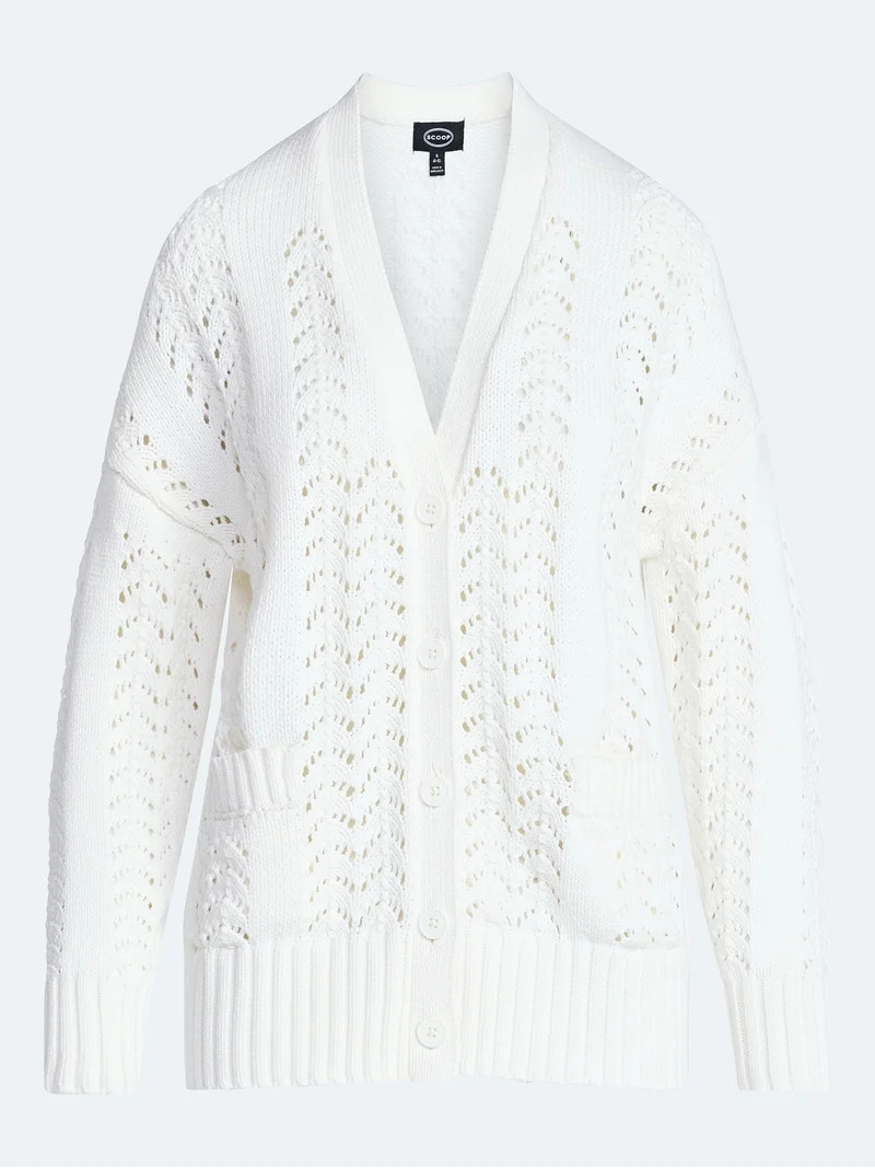 Scoop Women’s V Neck Sweater Cardigan, Midweight, Sizes XS-4X | Walmart (US)