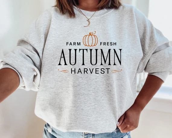 Farm Fresh Autumn Harvest Sweatshirt Fall Sweatshirt Pumpkin - Etsy | Etsy (US)