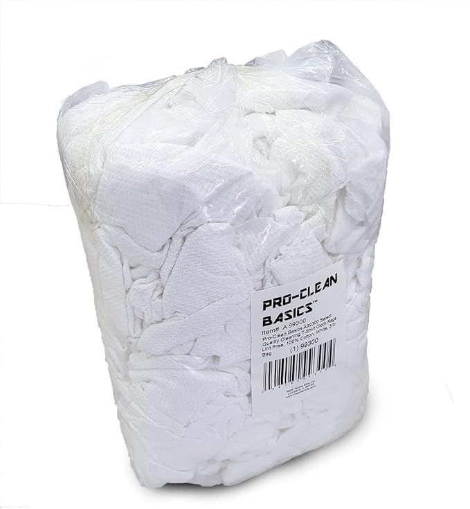Amazon.com: Pro-Clean Basics A99300 Select Quality Cleaning T-Shirt Cloth Rags, Lint Free, White,... | Amazon (US)