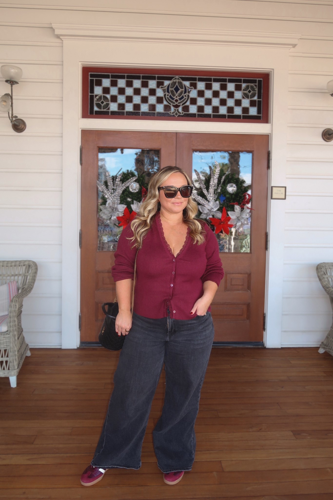 Everything + an Extra 15% off Select Styles-use code CYBERAF at checkout for an additional 15% off, which will stack on ALL promos!
Size XL in cardigan top Size 14 SHORT in jeans

Holiday style, holiday outfit, burgundy, NYE outfit, Christmas outfit, gifts for her, gift ideas, petite style, American Eagle, Black Friday, cyber Monday, Denim,  jeans, cardigan top

#LTKCyberWeek #LTKMidsize #LTKHoliday