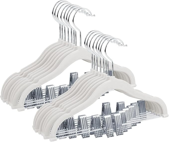 ManGotree 11.8'' Baby Velvet Hangers with Movable Clips, Non-Slip Kids Clothes Hangers, Ultra-Thi... | Amazon (US)