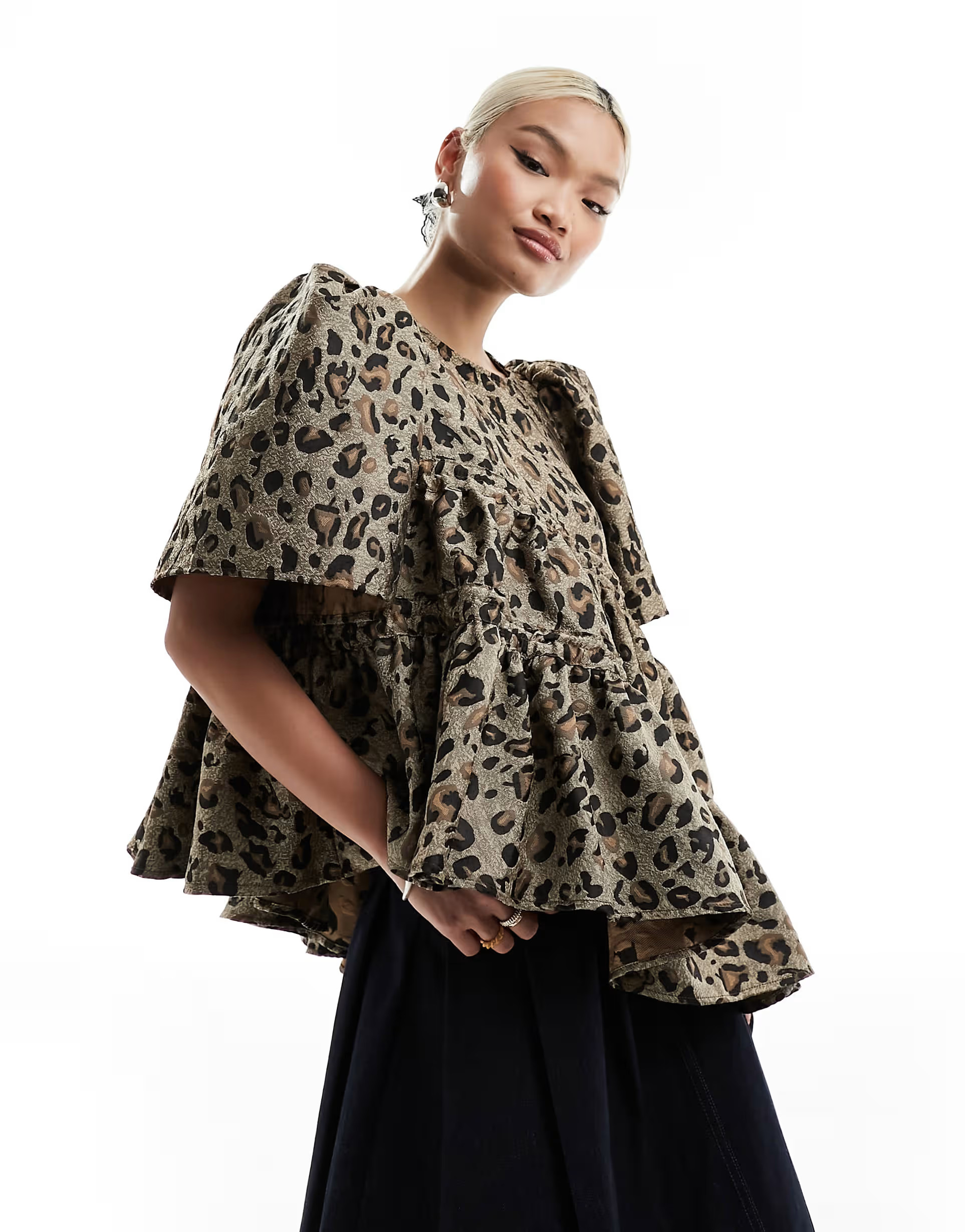 Ghospell asymmetric ruched top in leopard print | ASOS | ASOS (Global)