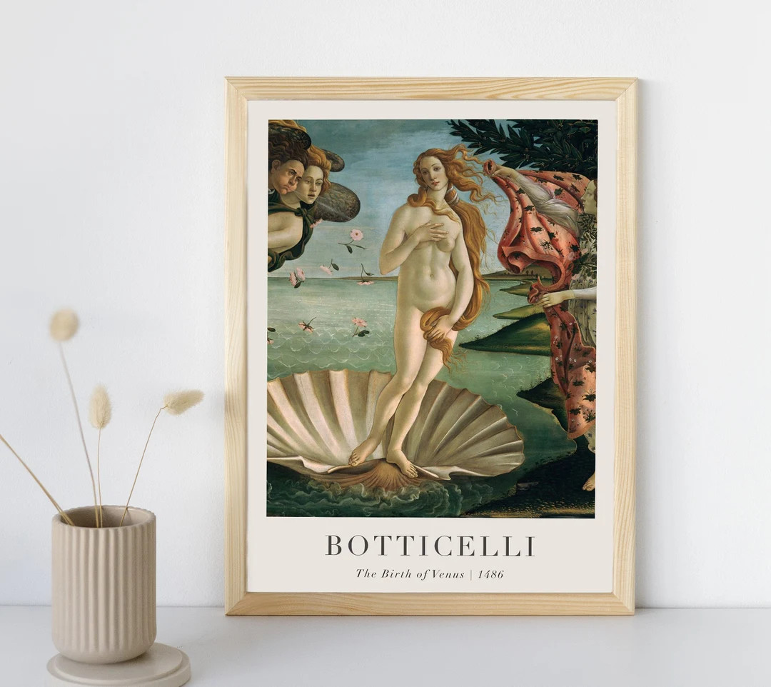 The Birth of Venus Painting With Text, Sandro Botticelli, Printable Wall Art Decor, Famous Landsc... | Etsy (US)