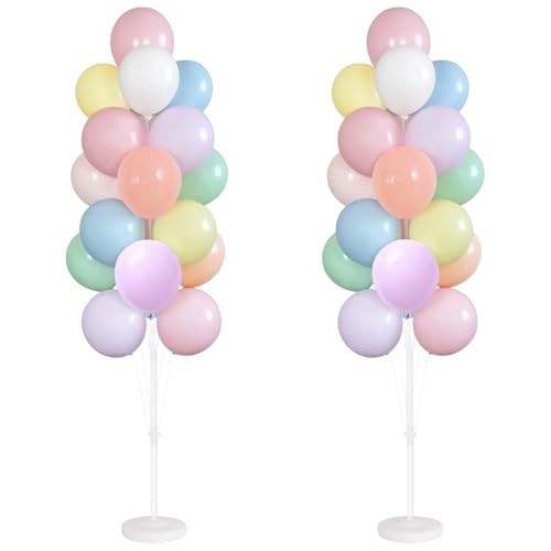 Balloon Column Kit Set of 2 With Balloons Included - Balloon Stand with Base, and Pole,Balloon Tower Backdrop Decoration for Wedding, Baby Shower,Graduation,Birthday Party,Bachelorette | Amazon (US)