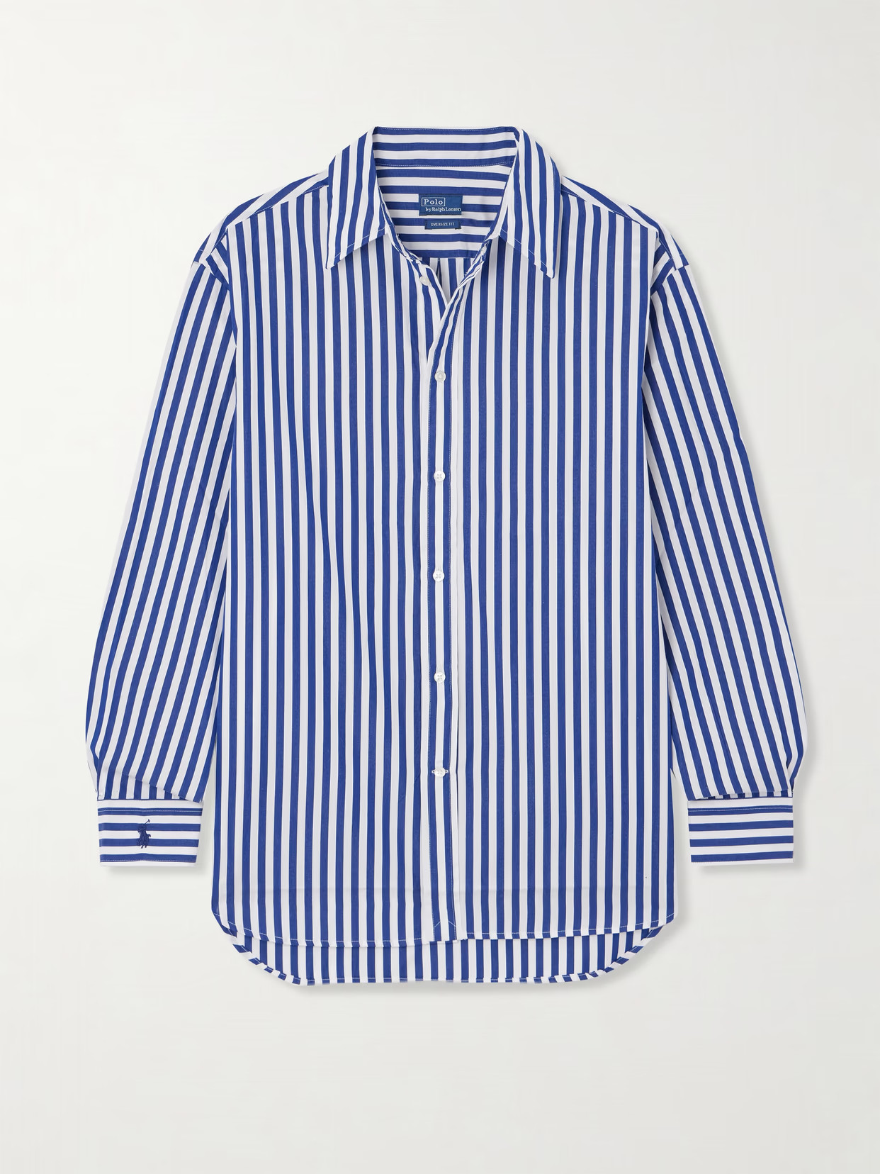 Polo Ralph Lauren - Embroidered Striped Cotton-poplin Shirt - Navy | NET-A-PORTER (UK & EU)