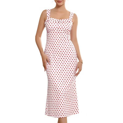 INSPIRE CHIC Women's Square Neck Heart Sleeveless Dating Evening Bodycon Dresses X-Large White | Target