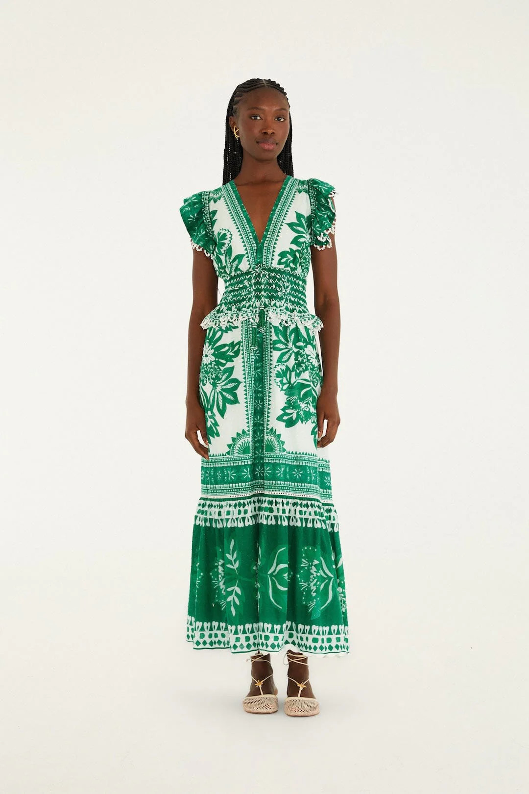 Green Flora Tapestry Maxi Dress, FLORA TAPESTRY GREEN / S | FarmRio (US)