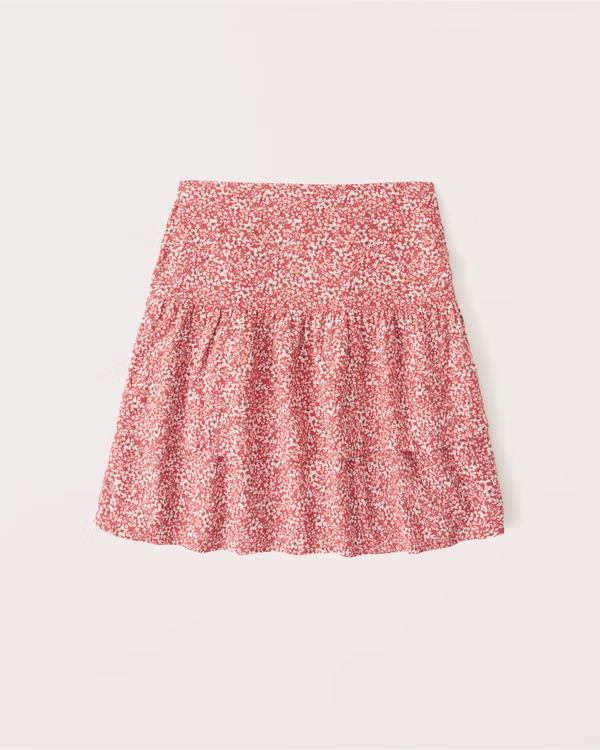 Tiered Linen-Blend Mini Skirt | Abercrombie & Fitch (US)