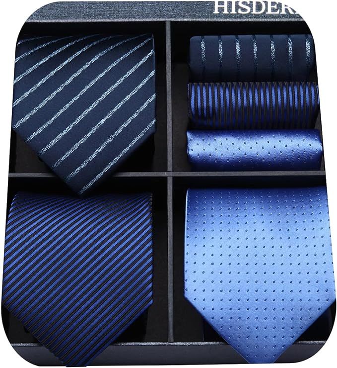 HISDERN Mens Ties Set Collection Tie and Pocket Square Lot 3 Pcs Formal Business Neckties Gift Bo... | Amazon (US)
