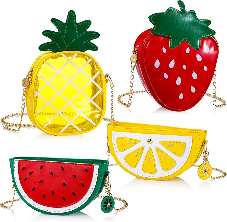 Set of 4 Fruit Shoulder Bag Avocado Orange Lemon Watermelon Shape Shoulder Bag Pineapple Strawber... | Amazon (US)