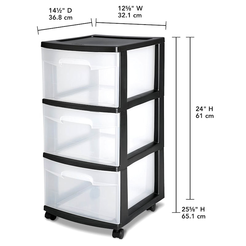 Sterilite 3-Drawer Storage Cart, Black | At Home