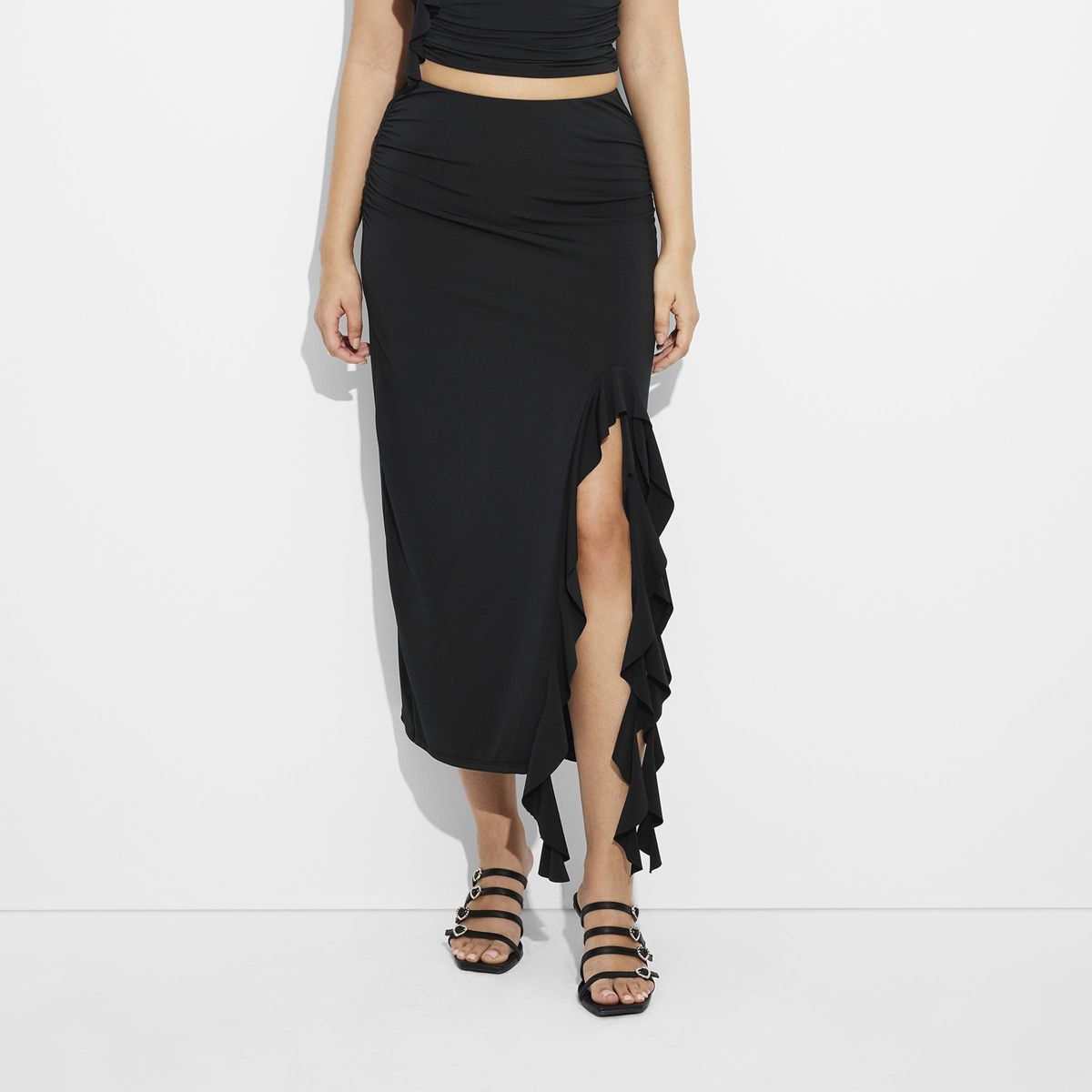 Women's Ruffle Midi Skirt - Wild Fable™ Black | Target