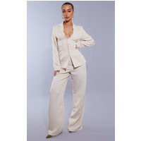 Petite Beige High Waisted Fitted Trousers | PrettyLittleThing UK