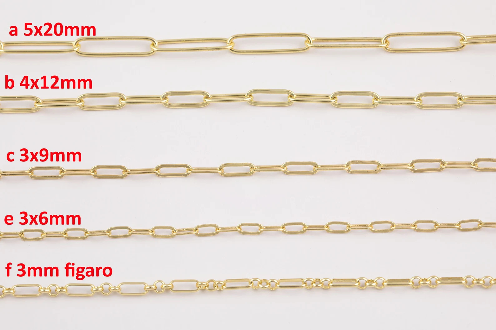 14k Gold Plated Paperclip Chains - Tarnish Resistant Popular Paperclip sizes and figaro chain - S... | Etsy (Global)