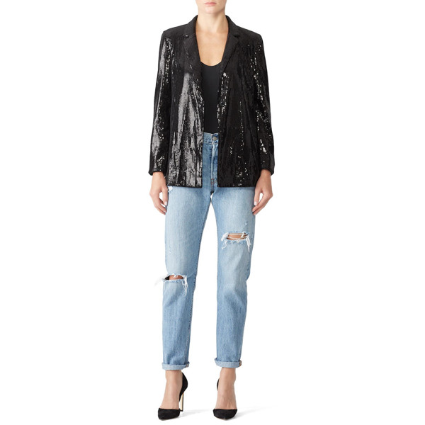 Minkpink Set Me Free Sequin Blazer black | Rent the Runway