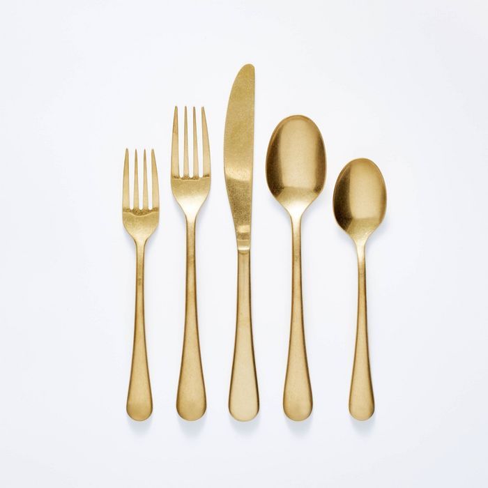5pc Stainless Steel Flatware Set Gold – Threshold™ designed with Studio McGee | Target