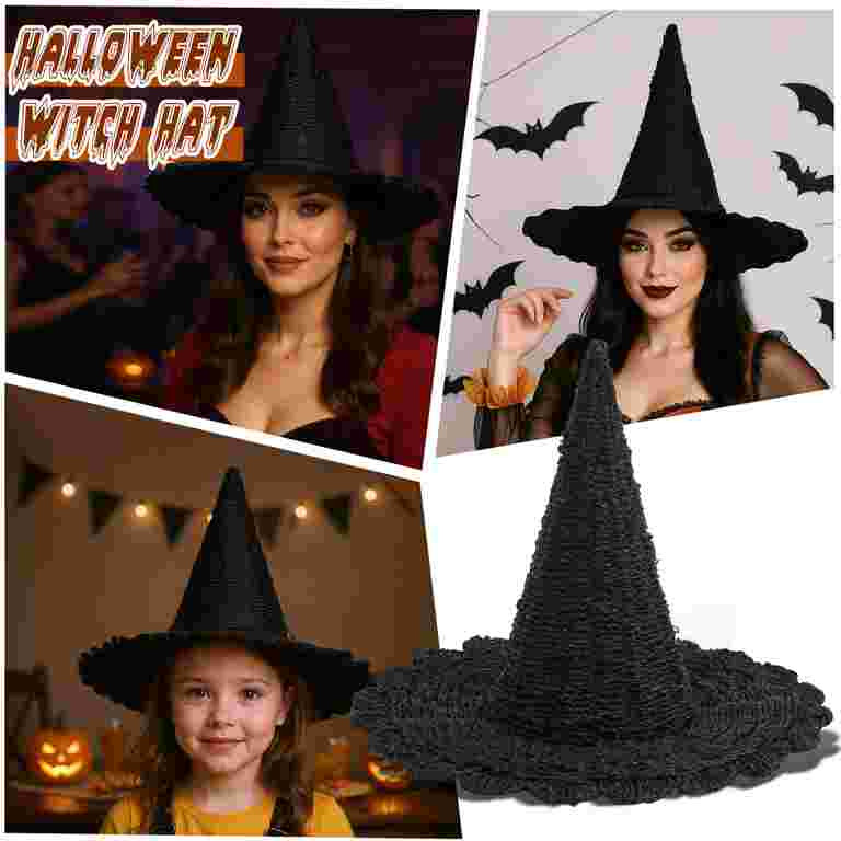 8 In Woven Witch Hat - Black Rattan Halloween Witch Hat, Wicker Wizard Hats Woven Witch Hat for I... | Walmart (US)