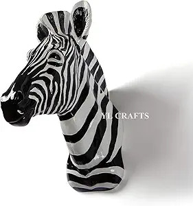 Resin Zebra Head Sculpture Animal Pinto Wall Art for Home Decor (Black & White) | Amazon (US)