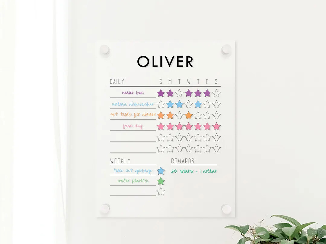 Personalized Responsibility Chart for Kids, Daily Weekly Chore Chart | Clear Acrylic Dry Erase To... | Etsy (US)