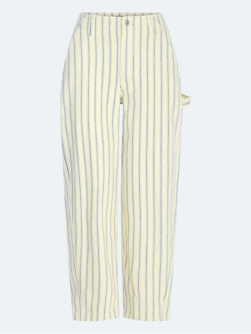Free Assembly Women's Striped High Rise Cropped Barrel Jeans, 26" Inseam, Sizes 0-16 | Walmart (US)