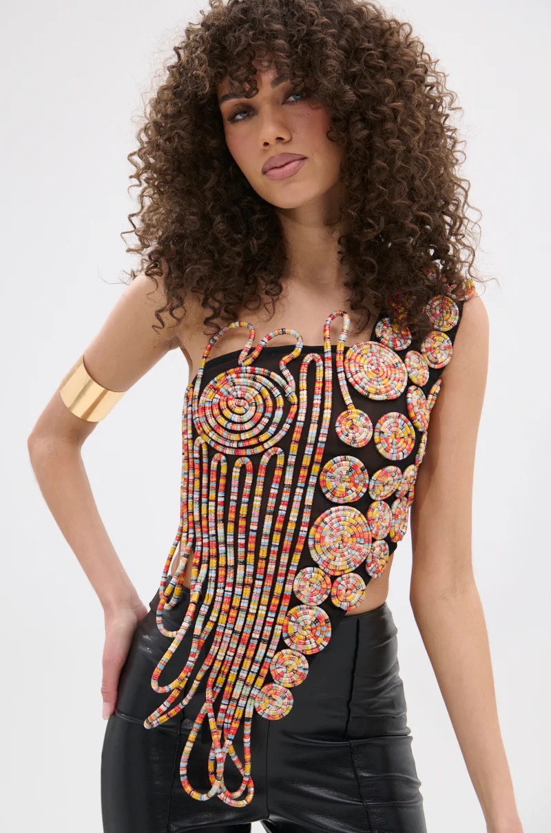 ROUND AND ROUND ASYMMETRIC SLEEVELESS TOP | AKIRA