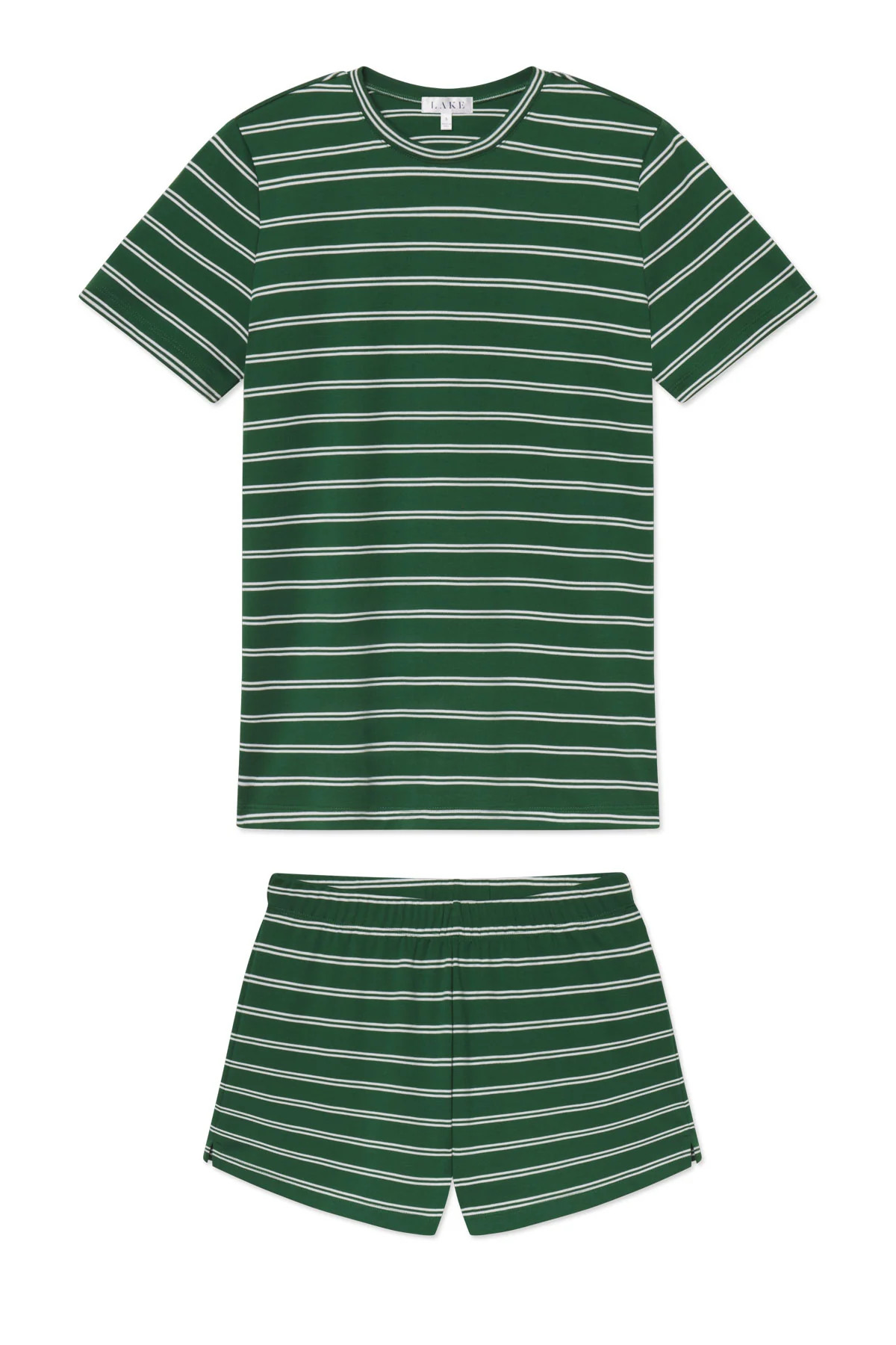 Pima Crew Shorts Set in Eden Tidal Stripe | Lake Pajamas