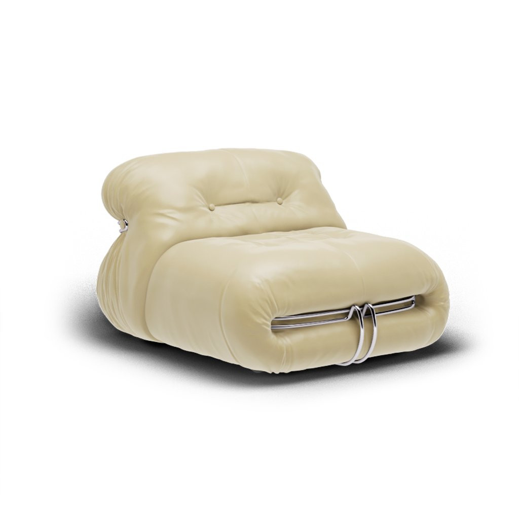 Soriana Sofa | Single Sofa Aniline Leather-Cream | Eternity Modern
