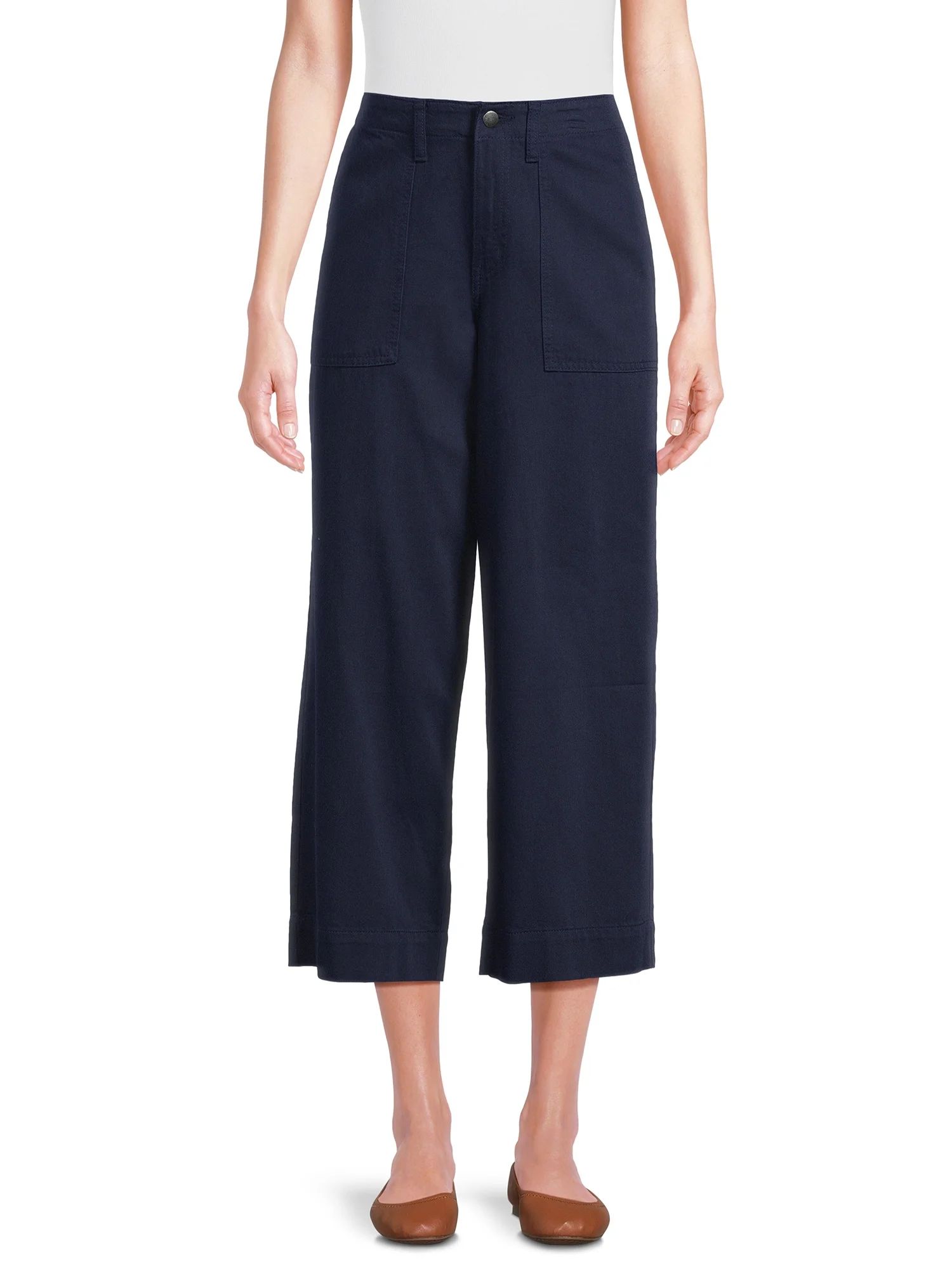 Time and Tru Women's Cropped Wide Leg Pants, Inseam 24", Sizes 2-20 | Walmart (US)