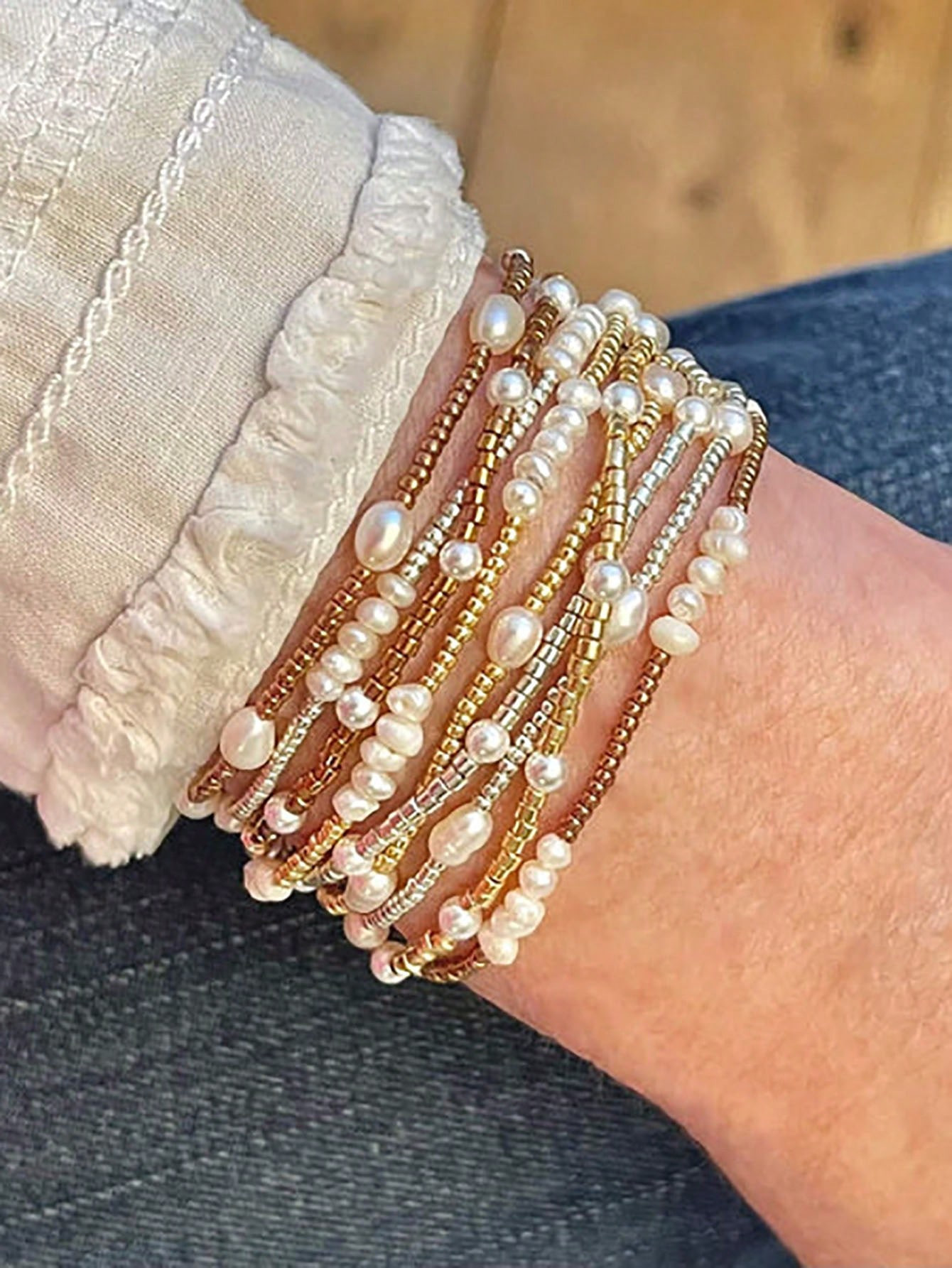 3/6pcs Imitation Pearl Rice Pearl Bracelet | Stacked Bracelet Set | SHEIN USA | SHEIN