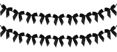 2pcs Bow Garland Banner, Ribbon Bow Party Decorations for Baby Shower Girls Bow Coquette Birthday Party Decor (Black) | Amazon (US)
