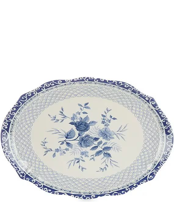 Caroline Collection Blue & White Chinoiserie Oval Platter | Dillard's